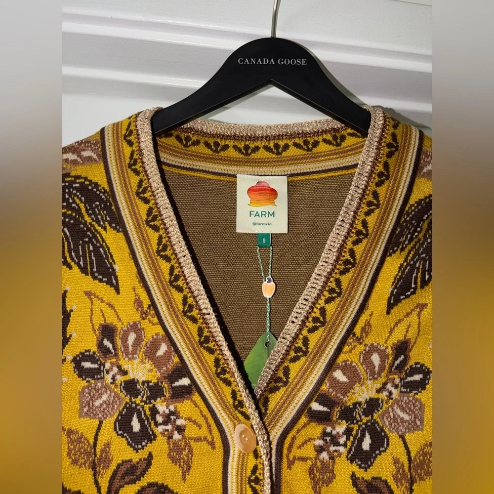 Farm Rio: Yellow Golden Oasis Knit Cardigan - Picture 9 of 10